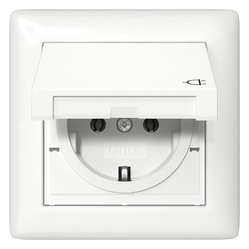 GIRA 415703 SCHUKO-Steckdose KD+Set IP44+Rahmen 1f Standard 55 Reinweiß gl.