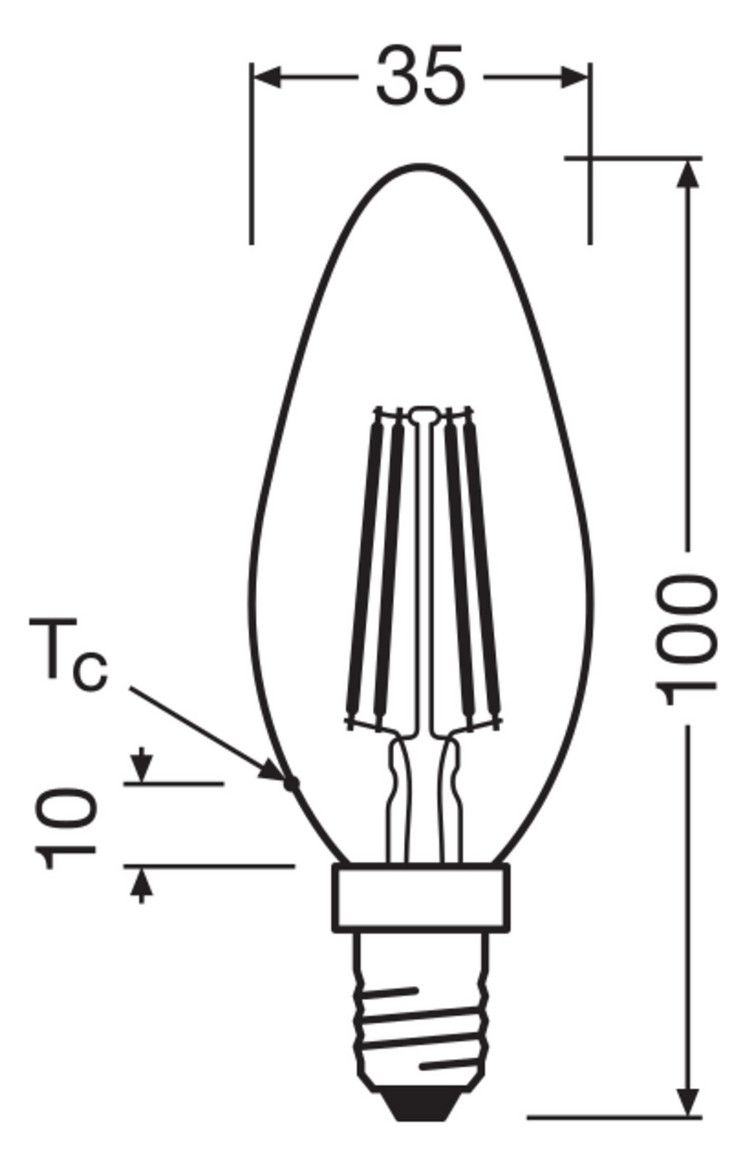 Ledvance LED CLASSIC B P 5.5W 827 FIL CL E14 806lm 2700K LED-Minikerze