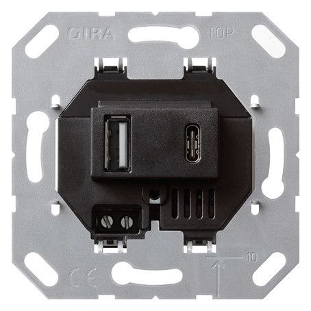 GIRA 236900 USB-Spannungsversorgung 2fach Typ A/C Einsatz Schwarz
