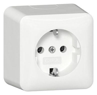 GIRA 444013 SCHUKO-Steckdose AP m.Montageplatte Reinweiß