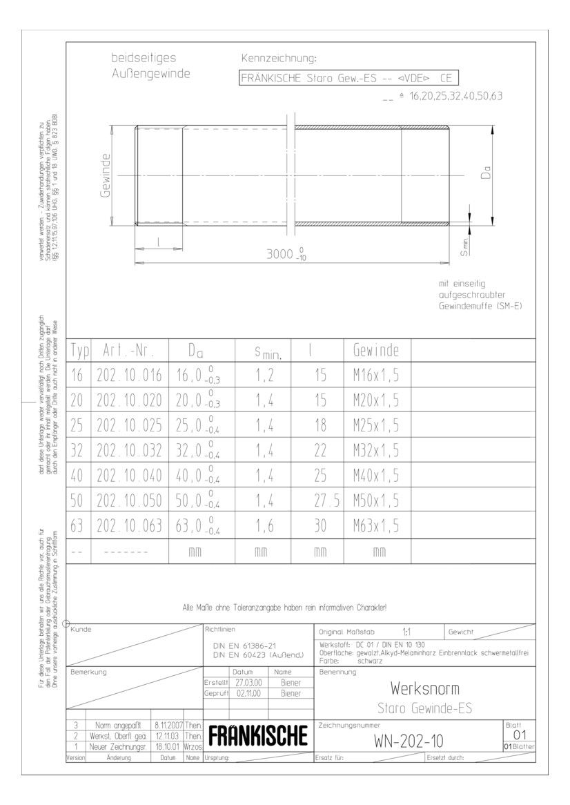 Fränkische STARO Gewinde-ES 20 schwarz tiefschwarz (ähnlich RAL9005)