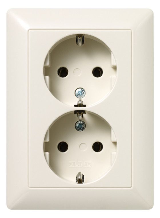 Jung AS5020U SCHUKO Zweifach Steckdose f.60er Dose AS/CD weiß