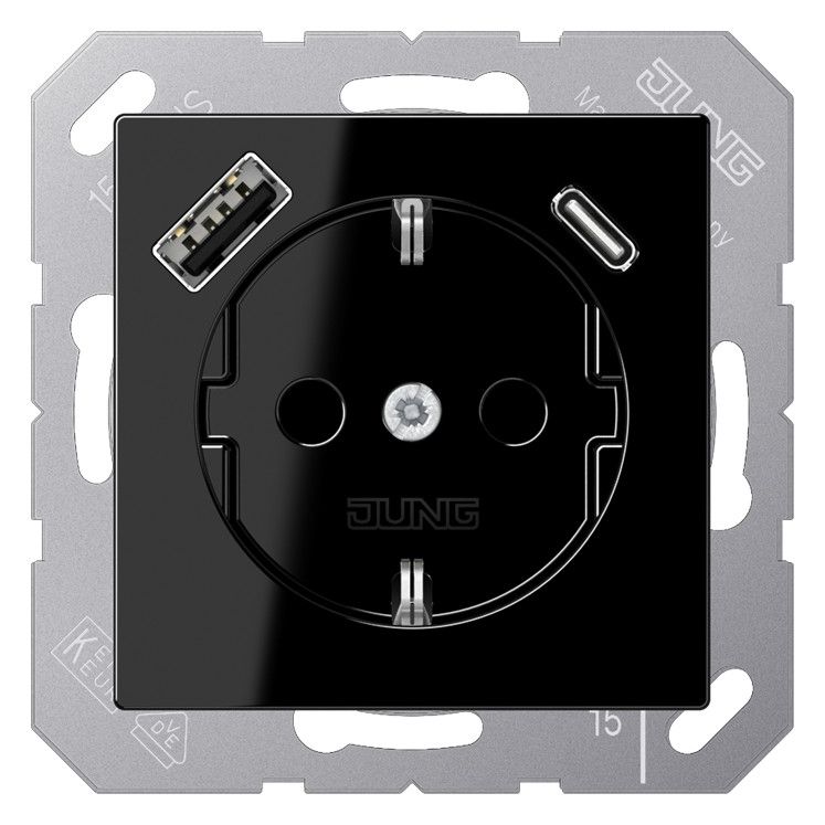 Jung A1520-15CASW SCHUKOsteckdose m.USB Typ AC