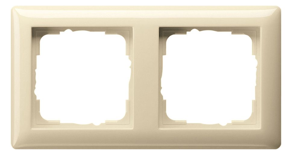 GIRA 021201 Abdeckrahmen 2fach Standard 55 Cremeweiß glänzend