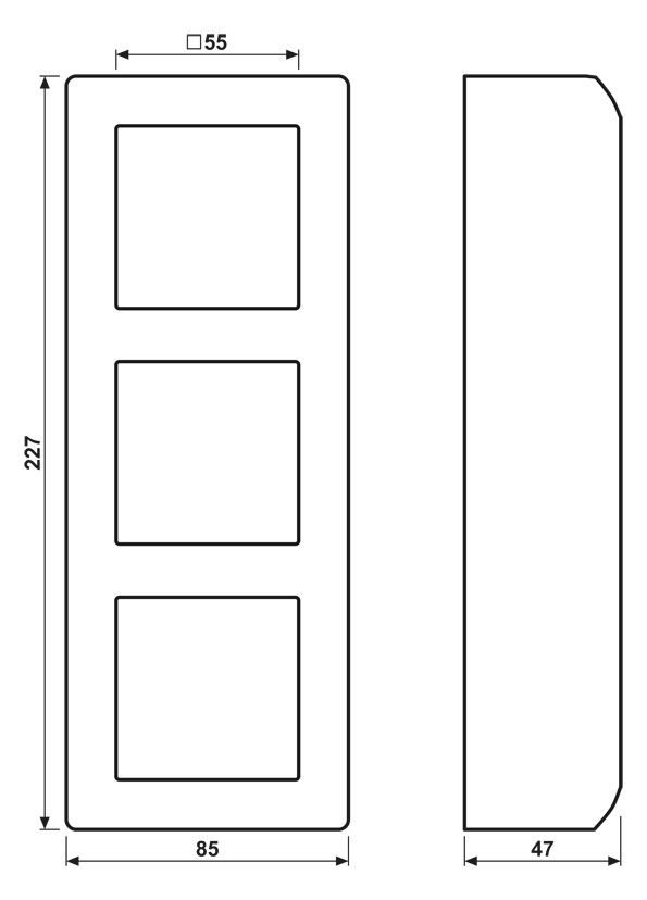 Jung AS583AW Aufputz-Kappe 3fach m.Rahmen Serie AS weiß