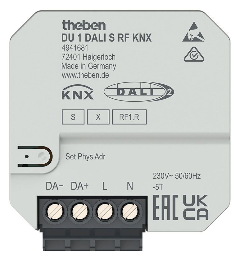 Theben DU 1 DALI S RF KNX 1f Funk DALI-Aktor UP Data Secure DALI-2 4941681