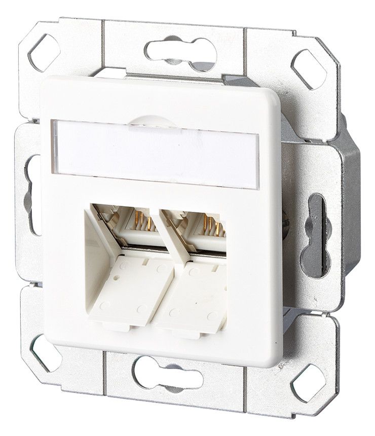 Metz 1307381102-I E-DAT Cat.6 2 Port UPk reinweiß Anschlussdose