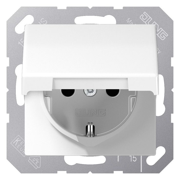 Jung AS1520BFKIKLWW SCHUKO Steckdose Klappd. erh.Ber. bruchs. AS alpinweiß