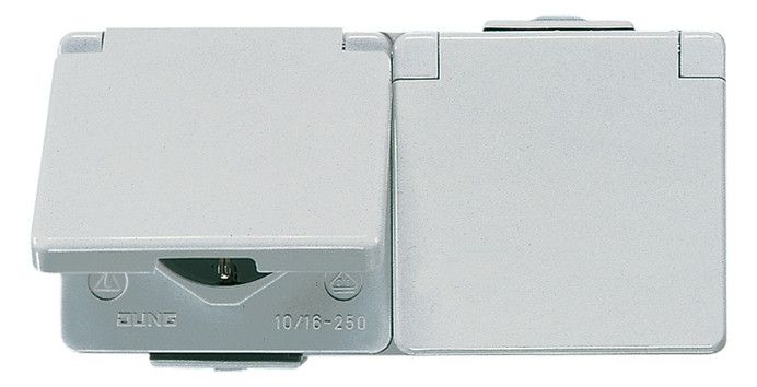 Jung 622WW AP/WG SCHUKO Steckdose 2f verdrahtet waagerecht WG600