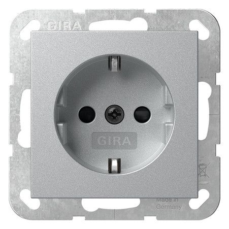 GIRA 445326 SCHUKO-Steckdose m.Shutter System 55 Farbe Alu