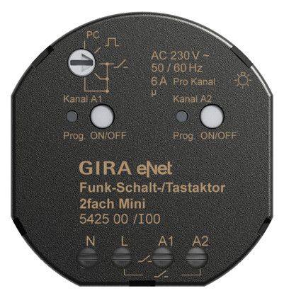 GIRA 542500 eNet Funk Schalt-/Tastaktor 2fach Mini
