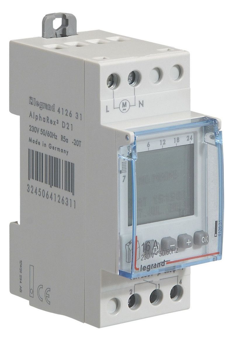 Legrand 412631 AlphaRex³ D21 230VAC digital Wochenzeitschaltuhr 1-Kanal 2TE