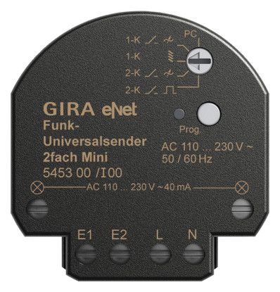 GIRA 545300 eNet Funk Uni-Sender 2fach Mini