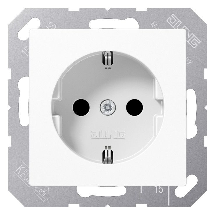 Jung A1520BFKIWW SCHUKO Steckdose erh. Ber.schutz bruchs. Serie A/AS alpinweiß