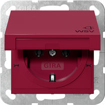 GIRA SCHUKO-Steckdose 16 A 250 V~ mit Klappdeckel mit roter Abdeckung und Aufdruck "WSV" (weitere Sicherheitsversorgung) Rot glänzend