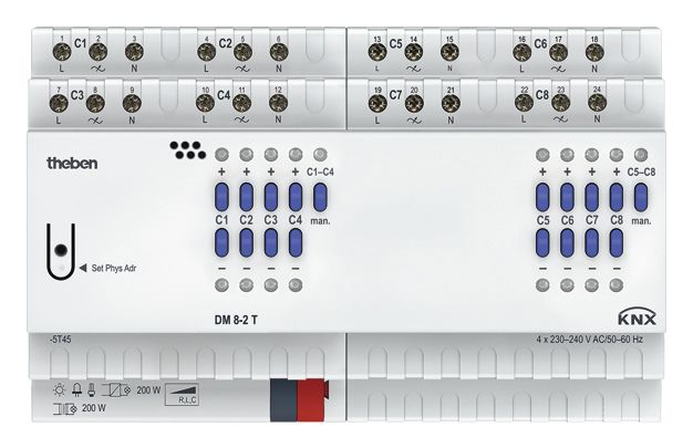 Theben DM 8-2 T KNX 8f KNX-Univ.- Dimmaktor 200W TP Data Secure 4940285
