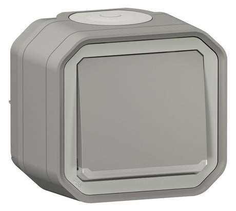 Legrand 069722L Plexo New FRAP Taster beleuchtet 10 A Steckkl.(SL) IK 08 Grau
