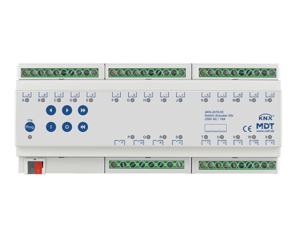 MDT AKK-2416.03 Schaltaktor 24fach 12TE REG 16A 230VAC Kompakt 70µF 10EVG