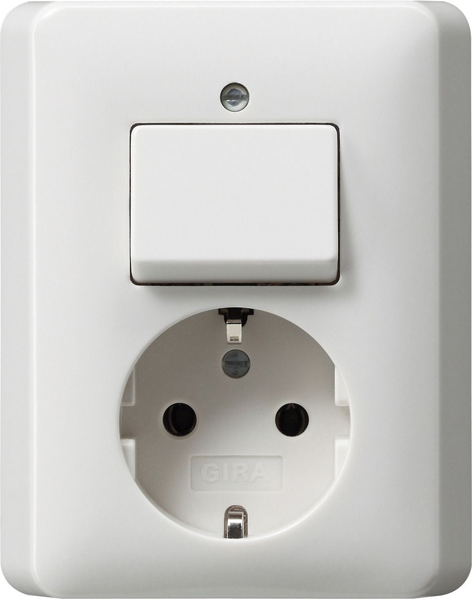 GIRA 017603 Kombi Aus-Wechsel/SCHUKO Vollplatte Standard 55 Reinweiß glänzend