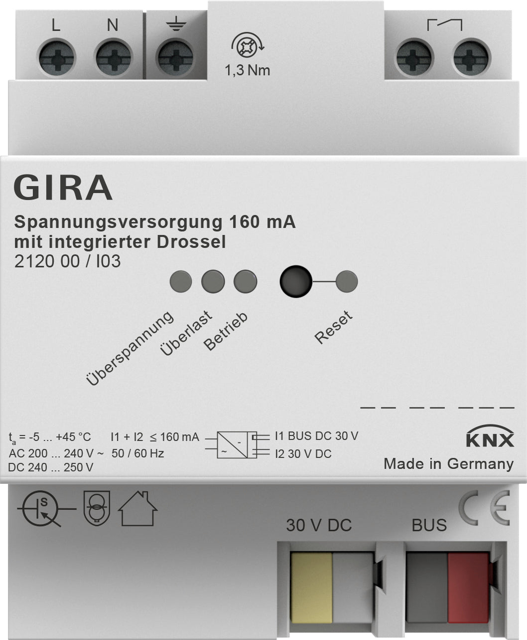 GIRA Spannungsversorgung 160 mA mit integrierter Drossel für KNX REG