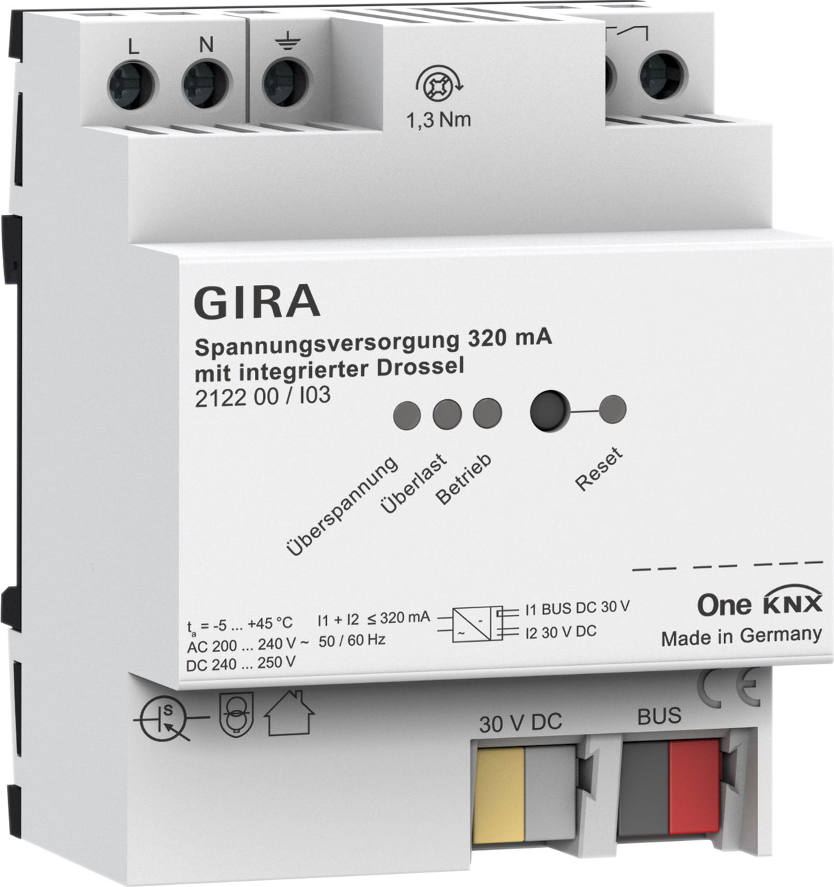 GIRA Spannungsversorgung 320 mA mit integrierter Drossel für Gira One und KNX REG