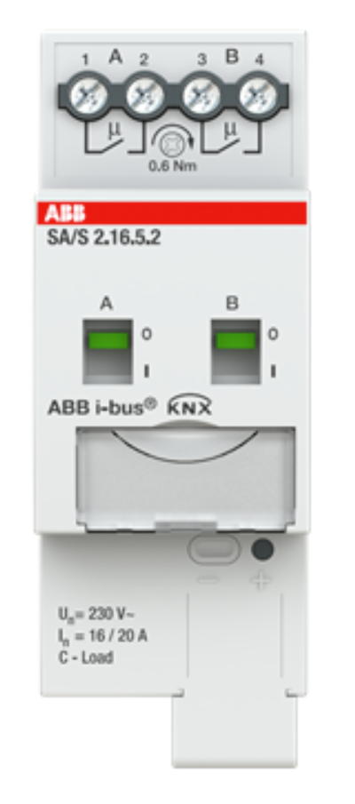 ABB SA/S2.16.5.2 Schaltaktor, 2fach, 16 A, C-Last, REG