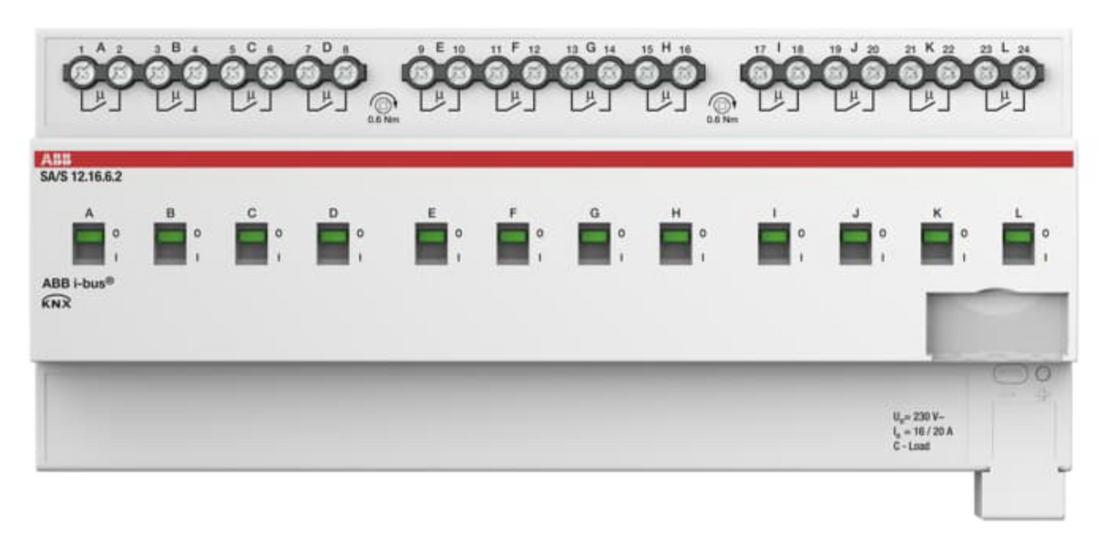 ABB SA/S12.16.6.2 Schaltaktor, 12fach, 16 A, C-Last mit Energiefunktion, REG