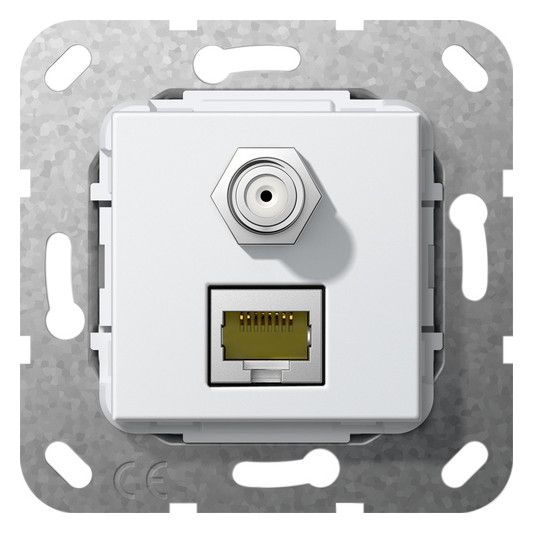 GIRA 569703 Modular Jack RJ45 Cat.6A 10Gbit SAT F-Buchse Kuppl. Reinweiß gl.