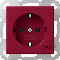 GIRA SCHUKO-Steckdose 16 A 250 V~ mit roter Abdeckung und Aufdruck "WSV" (weitere Sicherheitsversorgung) Rot glänzend