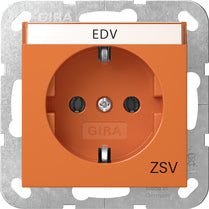 GIRA SCHUKO-Steckdose 16 A 250 V~ mit Beschriftungsfeld mit oranger Abdeckung und Aufdruck "ZSV" (zusätzliche Sicherheitsversorgung) Orange glänzend