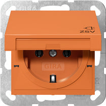 GIRA SCHUKO-Steckdose 16 A 250 V~ mit Klappdeckel mit oranger Abdeckung und Aufdruck "ZSV" (zusätzliche Sicherheitsversorgung) Orange glänzend