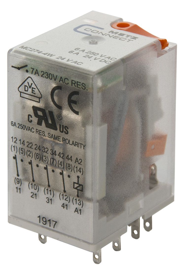 Metz 110017101407 MC274-4W 24VAC Relais