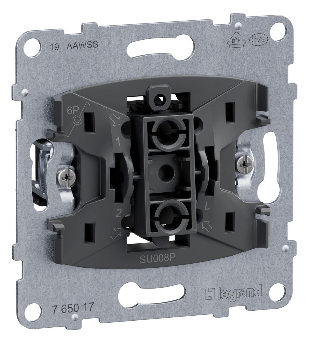 Legrand 765017 SEANO Einsatz Taster m.Wechselkontakt m.N-Klemme 10A