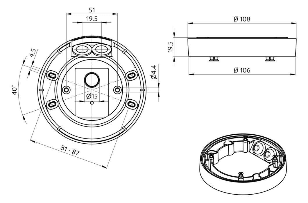 BEG 93307 AP Montageset IP54 weiß PD2N-/PD4N-UP