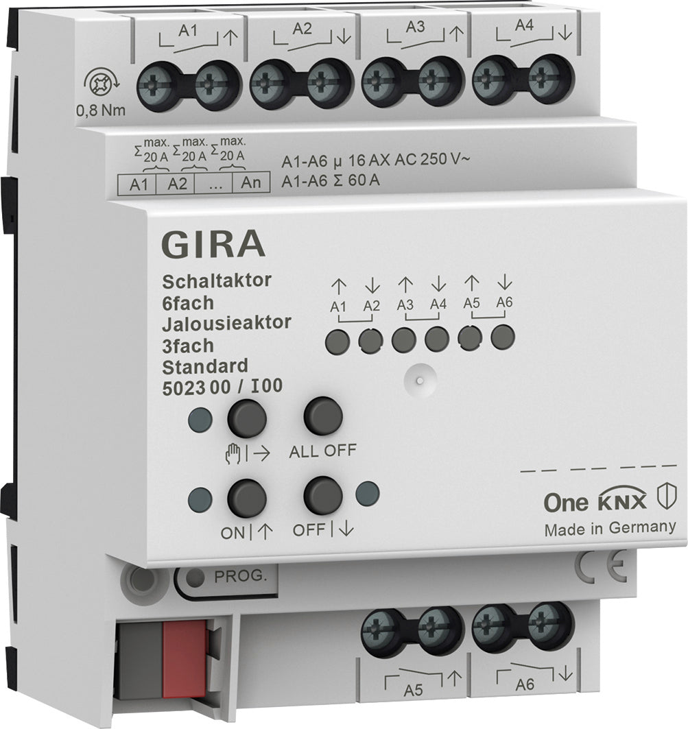 GIRA Schaltaktor 6fach 16 A / Jalousieaktor 3fach 16 A Standard für Gira One und KNX REG