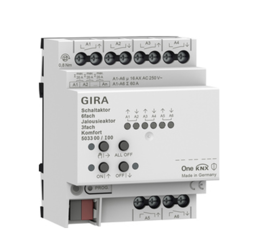 GIRA Schaltaktor 6fach 16 A / Jalousieaktor 3fach 16 A Komfort für KNX