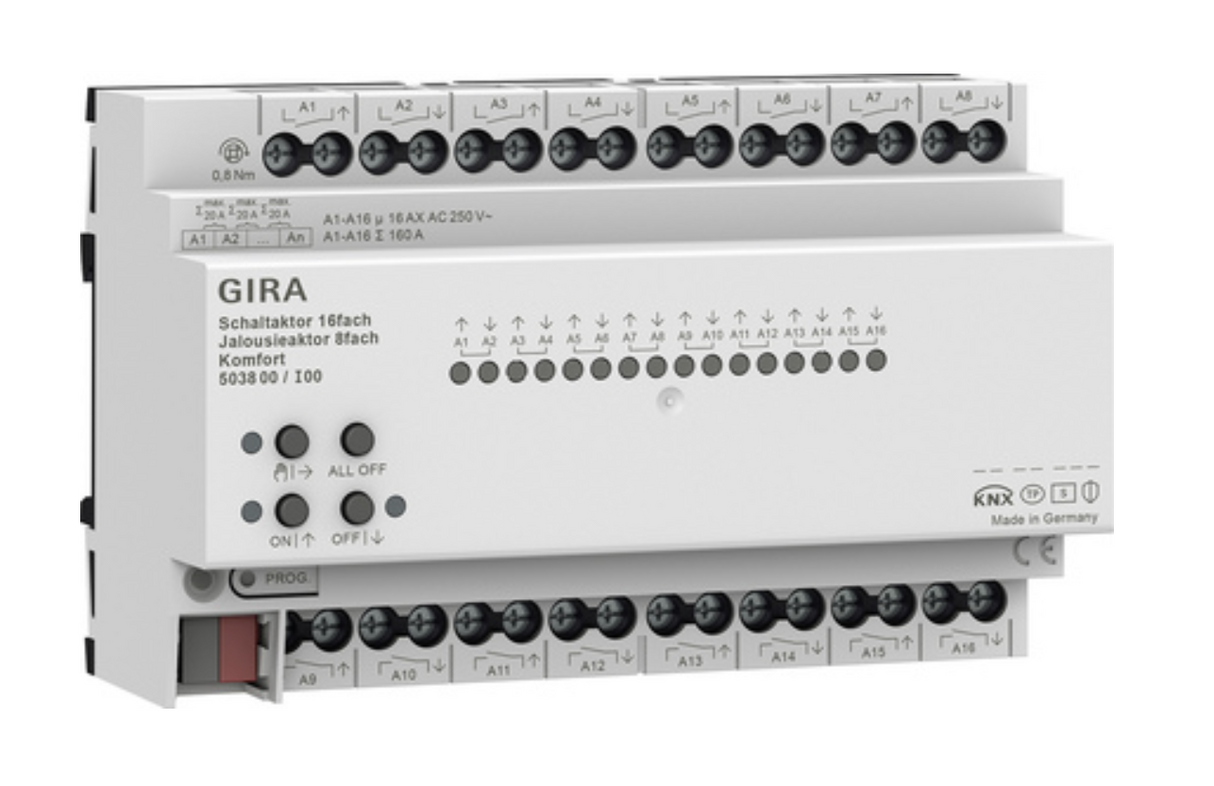 GIRA Schaltaktor 16fach 16 A / Jalousieaktor 8fach 16 A Komfort für KNX