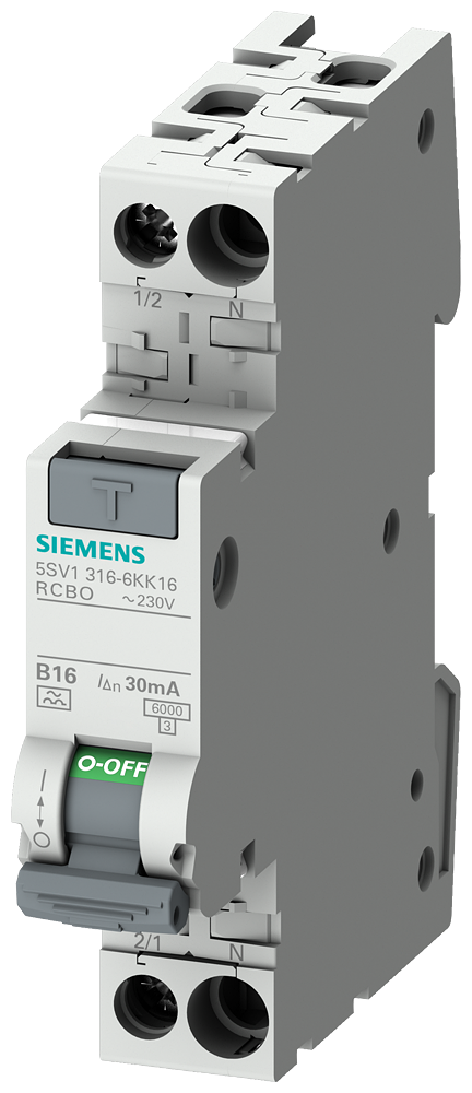 SIEMENS FI/LS kompakt 1TE 1P+N 6kA Typ F 30mA B6 superresistent K