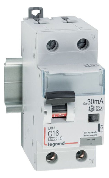 Legrand 411061 DX3 Fi/LS-Schalter C 16A 1P+N 6kA 30mA Typ A 230VAC 2TE