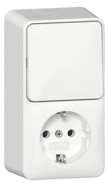 GIRA 417613 Kombi Aus-Wechsel/SCHUKO senkrecht AP Reinweiß