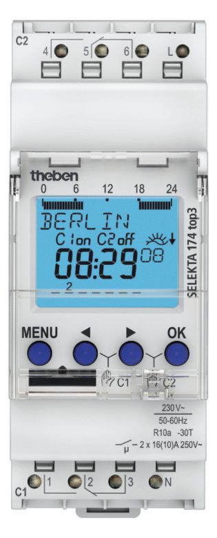 Theben SELEKTA 174 top3 Zeitschaltuhr Dig Astro- u.Wochenprgm. 2K App 1740130