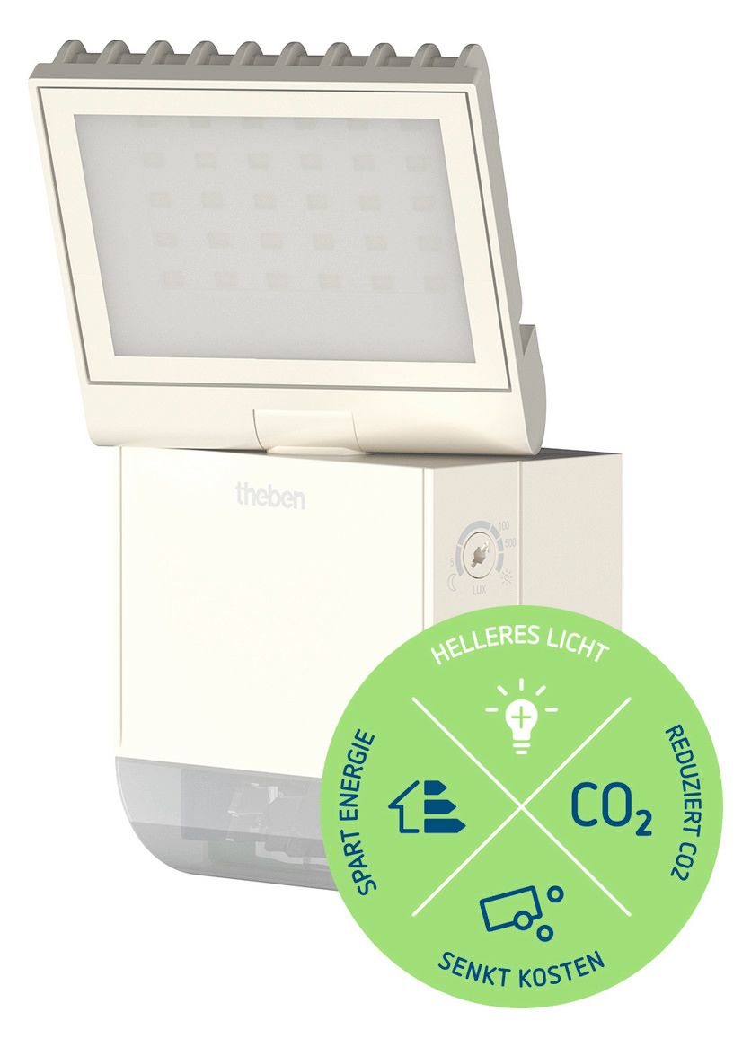 Theben theLeda S8-100 WH LED-Strahler m.Bew.melder f.Wandm. 8W ws 1020800