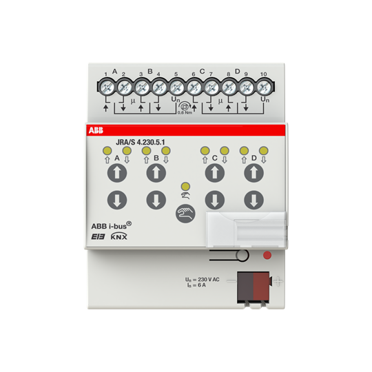 ABB JRA/S4.230.5.1 Jalousie-/Rollladenaktor, Fahrzeiterm, 4f, 230 V AC, man Bed, REG