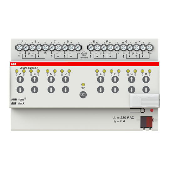 ABB JRA/S8.230.5.1 Jalousie-/Rollladenaktor, Fahrzeiterm, 8f, 230 V AC, man Bed, REG