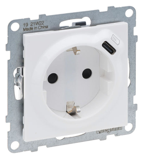 Legrand 765126 SEANO Schuko-Steckdose +USB-C m.Steckklemmen Ultraweiß