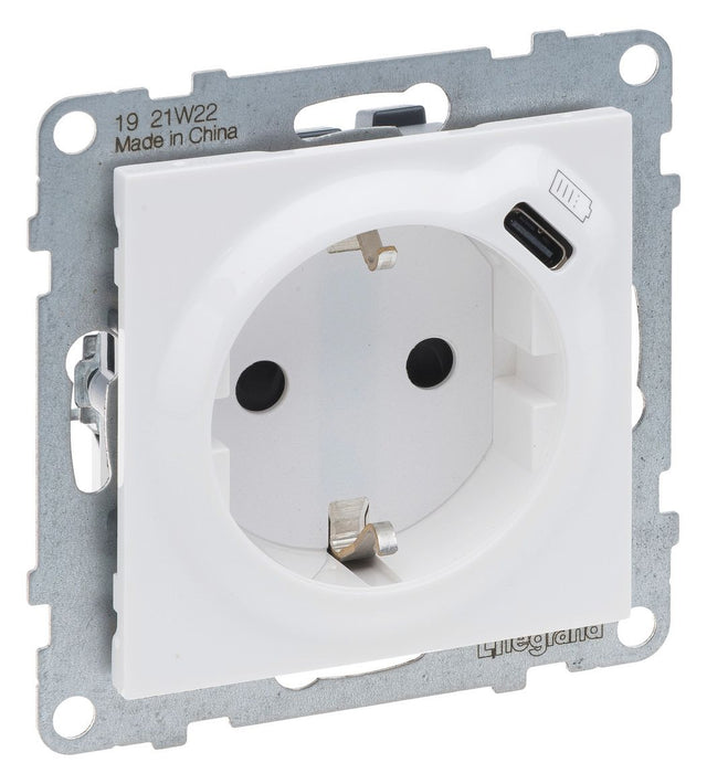 Legrand 765126 SEANO Schuko-Steckdose +USB-C m.Steckklemmen Ultraweiß