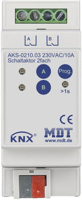 MDT AKS-0210.03 Schaltaktor 2fach 2TE REG 10A 230VAC C-Last Standard 140µF