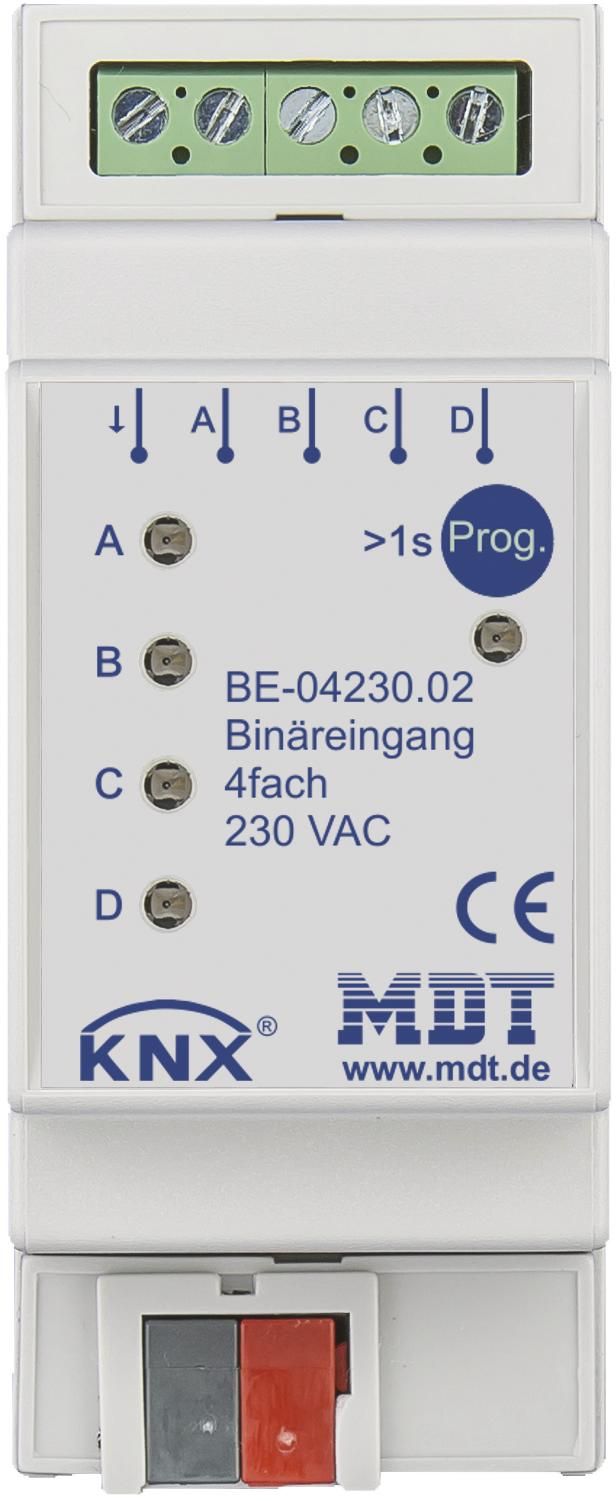 MDT BE-04230.02 Binäreingang 4fach 2TE REG 230VAC
