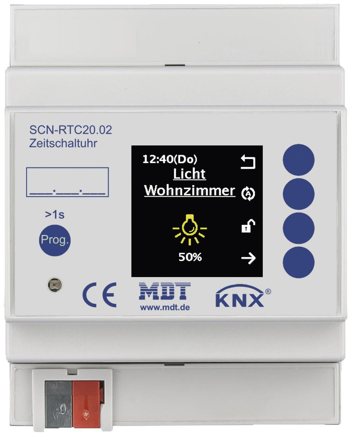 MDT SCN-RTC20.02 Schaltuhr m.20Kanälen u.aktivem Farbdisplay 4TE REG