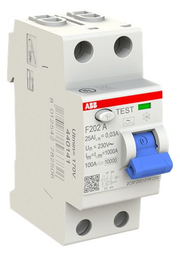 ABB F202 A-25/0,03 FI-Schutzschalter 2P,Typ A, 25A, 30mA